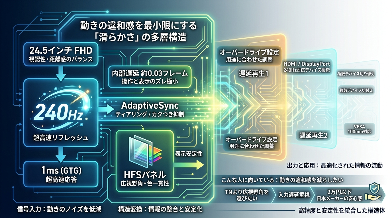 IODATA EX‑GD251UH｜“240Hz × HFSパネル × 低遅延”を静かにまとめた24.5インチ。動きの違和感を最小限にするゲーミングモニター