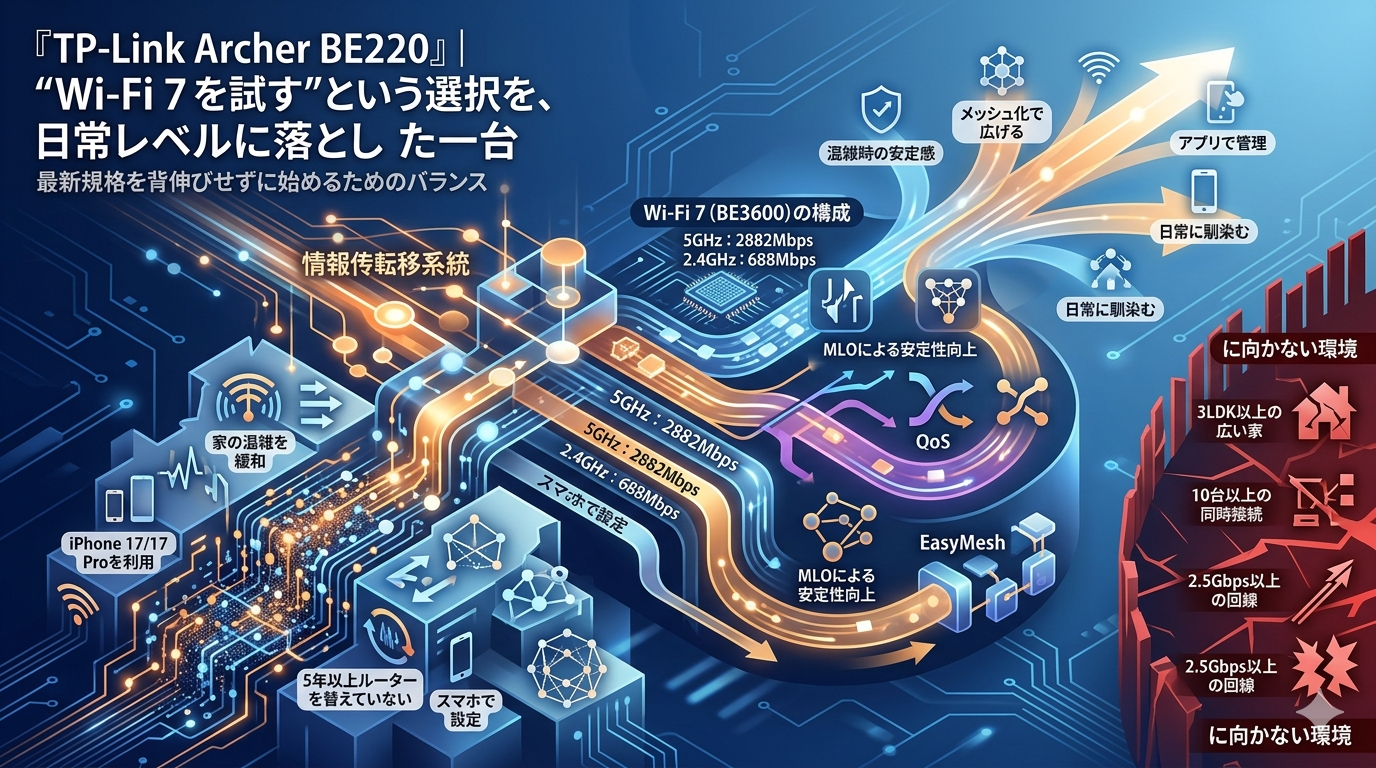 『TP‑Link Archer BE220』｜“Wi‑Fi 7 を試す”という選択を、日常レベルに落とした一台