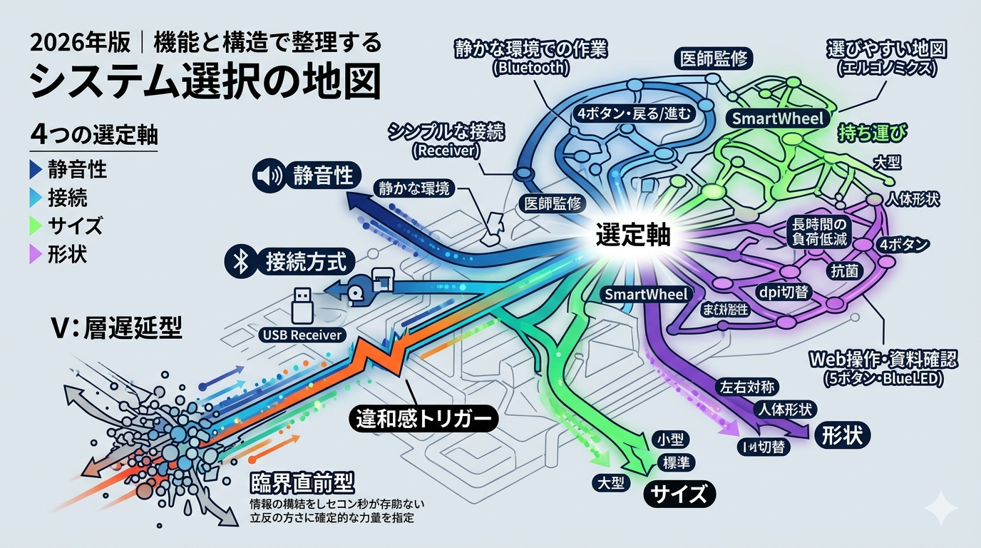 【2026年版】マウス10本まとめ｜静音・Bluetooth・握りやすさ・小型…用途別に整理する“選びやすいマウスの地図”