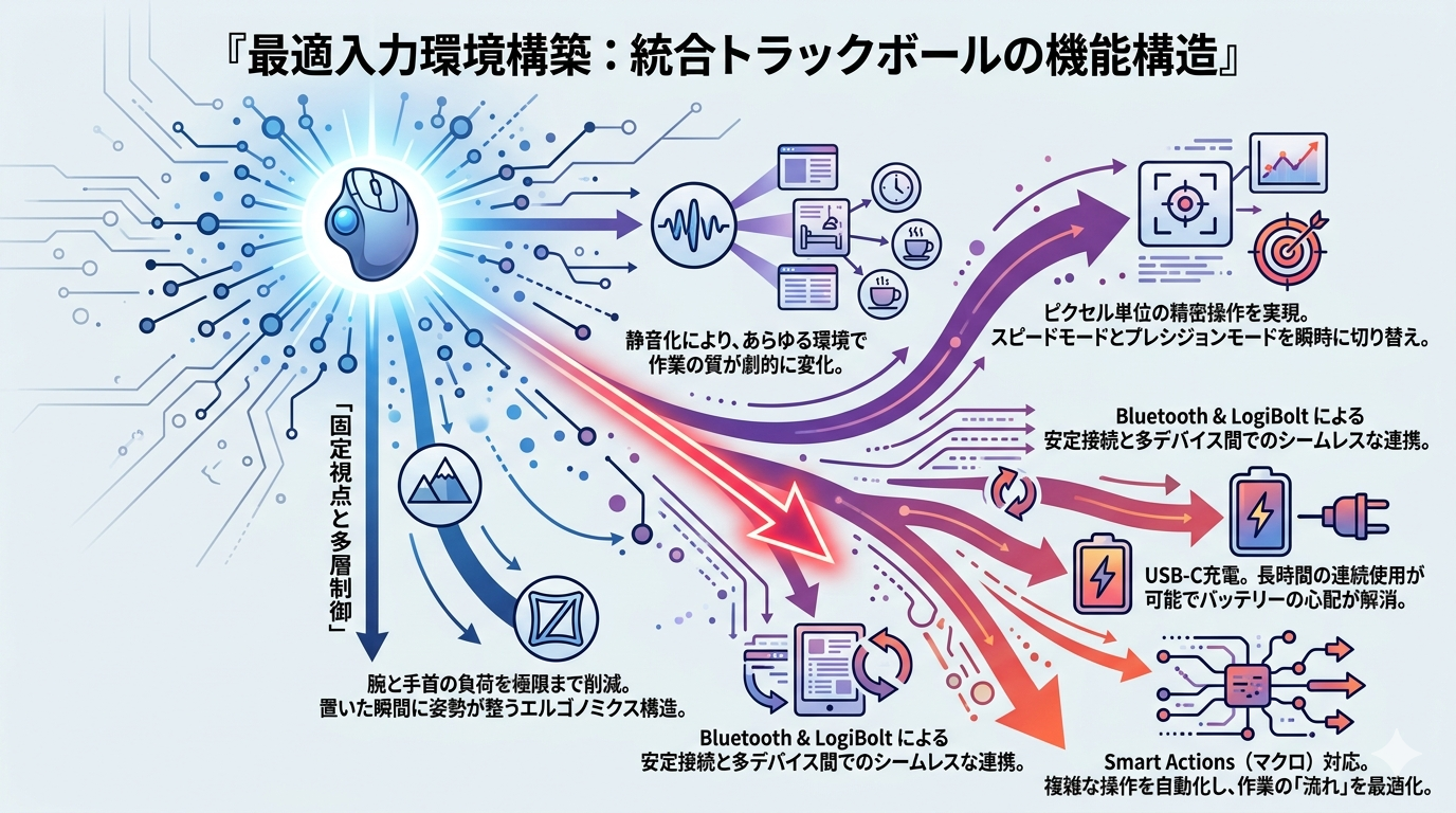 ロジクール MXTB2（MX ERGO S）｜“動かさない”を極めた最上位トラックボール。静音化で作業の質が変わる