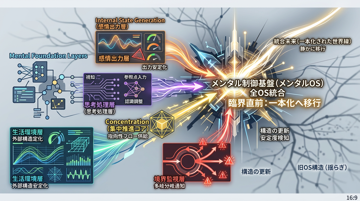 世界線は“メンタルが整った瞬間に静かに一本化する”──『メンタルOS──不安・集中・揺らぎの構造』が開く、心のOSと世界線の構造