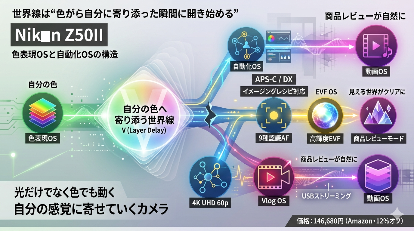 世界線は“色が自分に寄り添った瞬間に開き始める”──Nikon Z50II が開く、色表現OSと自動化OSの構造