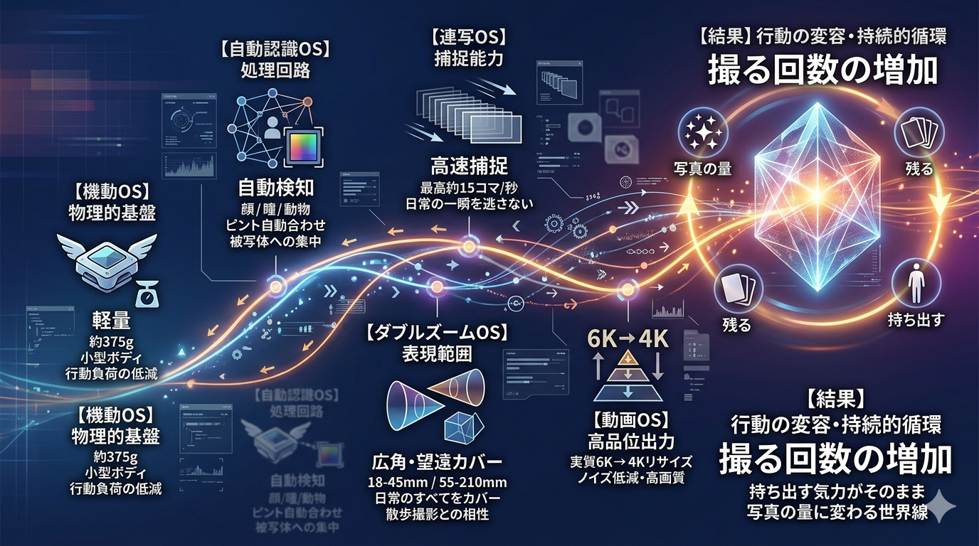 世界線は“軽さが行動を変えた瞬間に広がり始める”──Canon EOS R50 が開く、機動OSと自動認識OSの構造