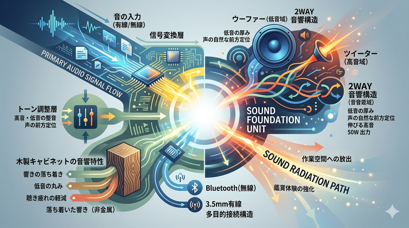 机の上に置く、小さな木製の箱──音が“作業”と“鑑賞”のあいだを埋めてくれる