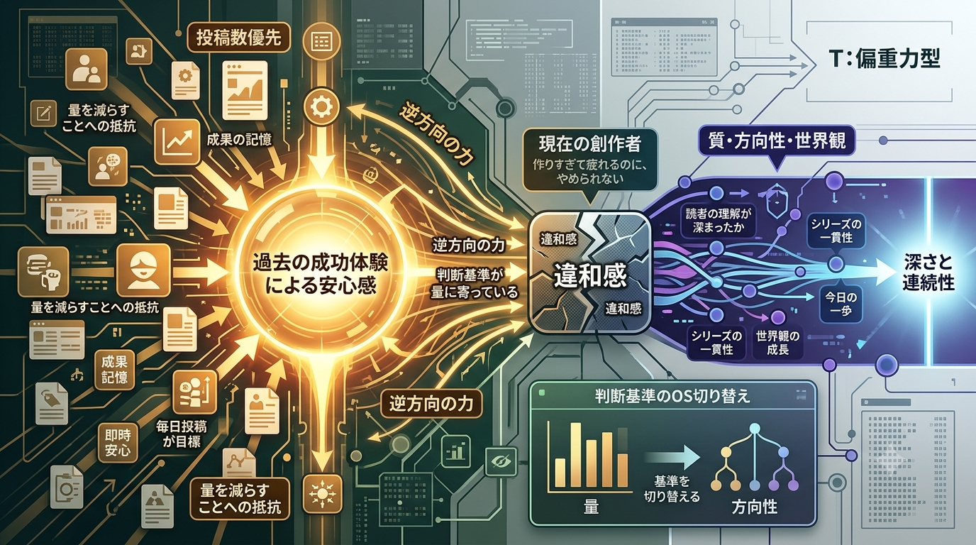 1127｜なぜ“量を増やしたくないのに増えてしまう”のか──創作者が逆方向へ引っ張られる理由