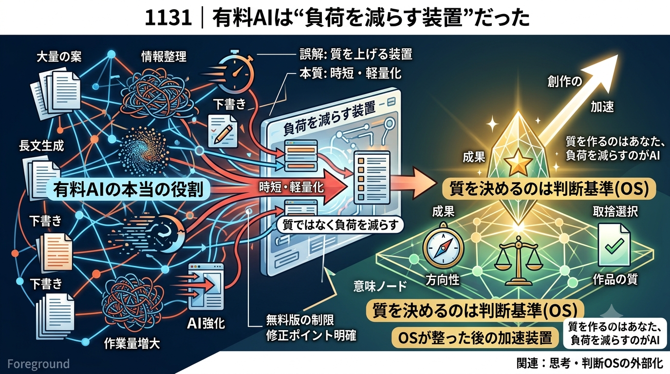1131｜有料AIは“質を上げる装置”ではない──本当の役割は“負荷を減らす装置”だった