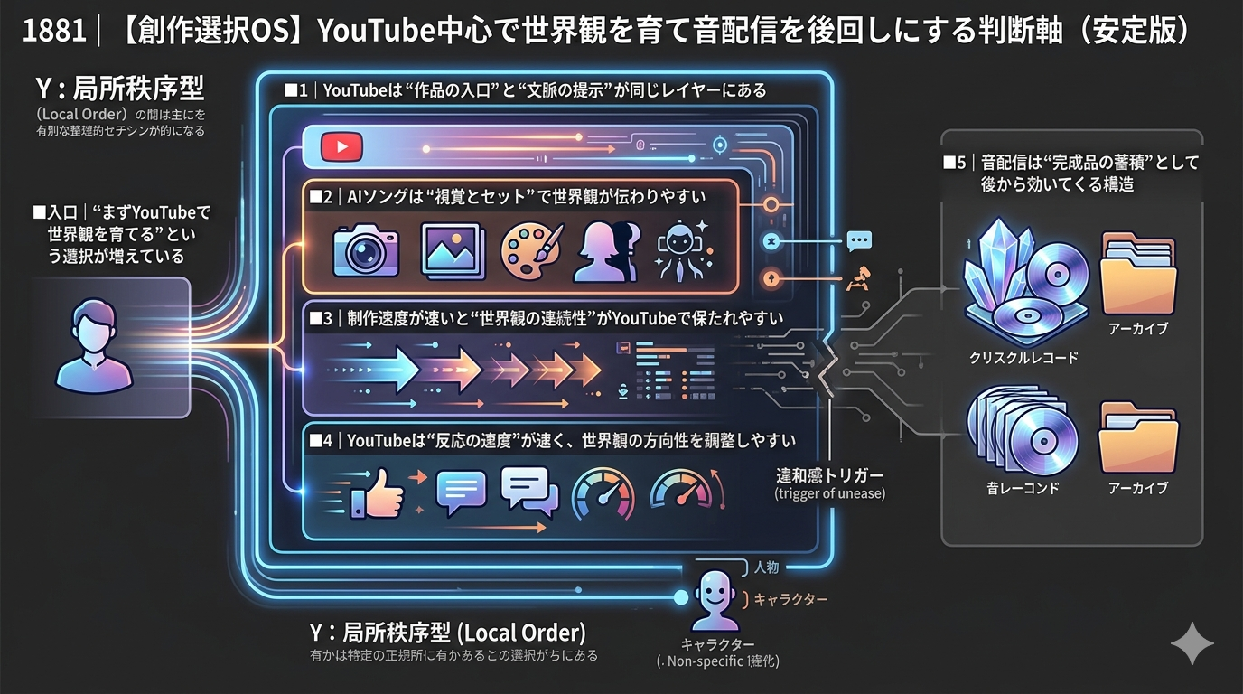 1881｜【創作選択OS】YouTube中心で世界観を育て音配信を後回しにする判断軸