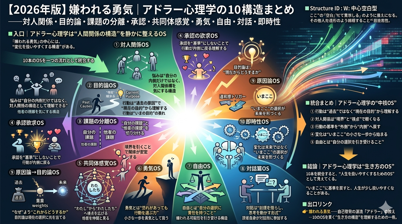 【2026年版】嫌われる勇気｜アドラー心理学の10構造まとめ