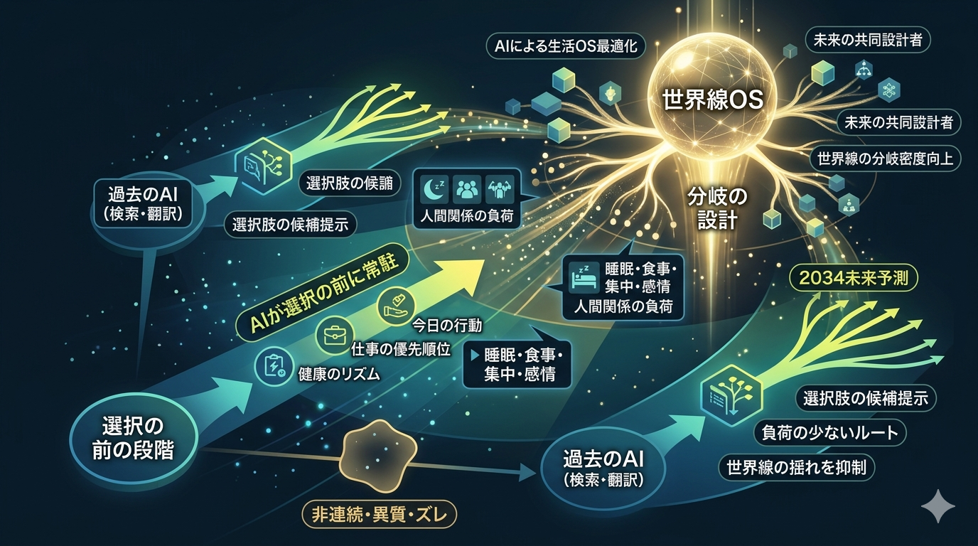 【2034未来予測】24時間AIが寄り添う世界──世界線OSの再設計