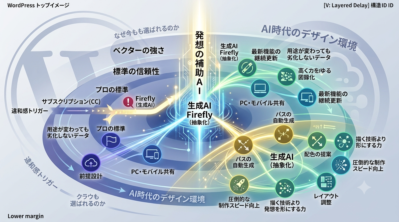 【Adobe Illustrator｜12ヶ月コード版】“プロの標準”がなぜ今も選ばれるのか──生成AI Firefly時代のイラレを整理する