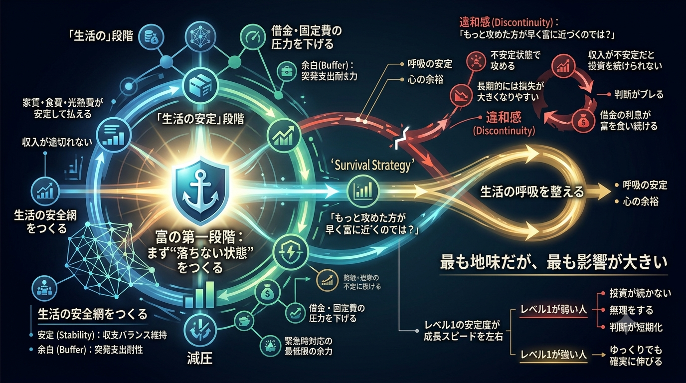 【THE WEALTH LADDER】レベル1：生存戦略──まず“落ちない世界線”をつくる