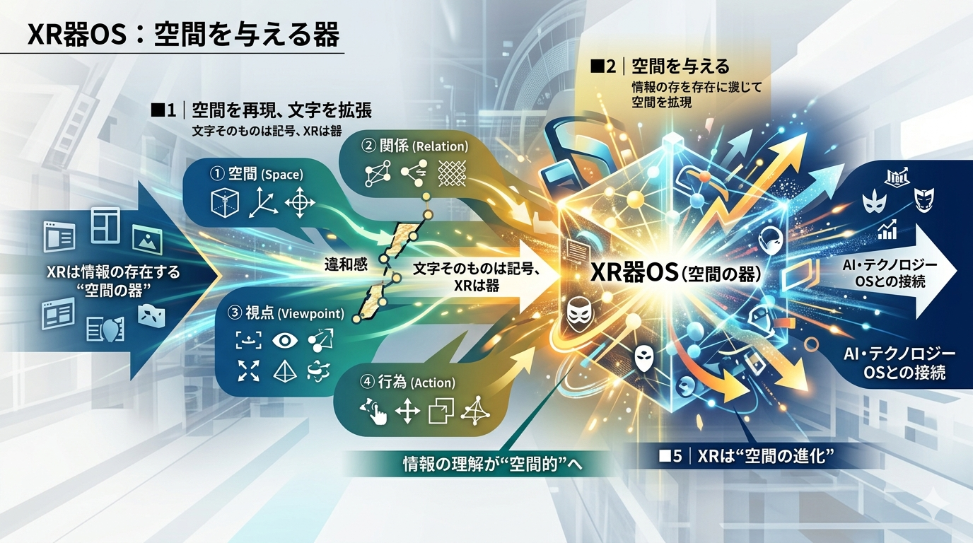 【XR器OS】XRは3D文字ではなく“空間を与える器”として機能する