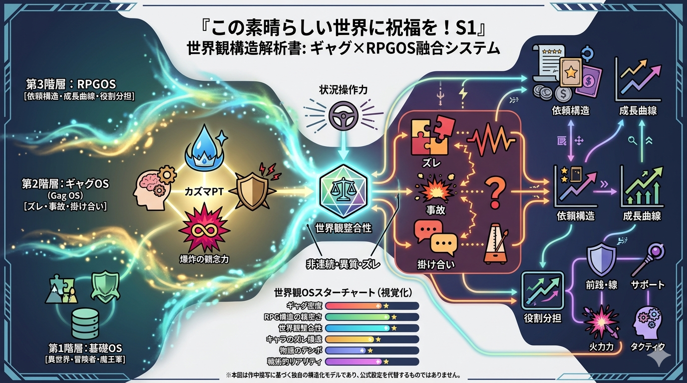 【このすばS1】ギャグとRPG構造の融合OS：世界観の深層解析書