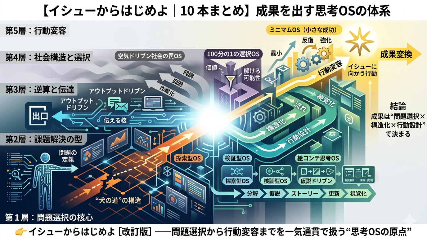 【イシューからはじめよ｜10 本まとめ】問題選択 → 構造化 → ストーリー → 行動変容までを一気通貫で扱う“思考OSの体系”