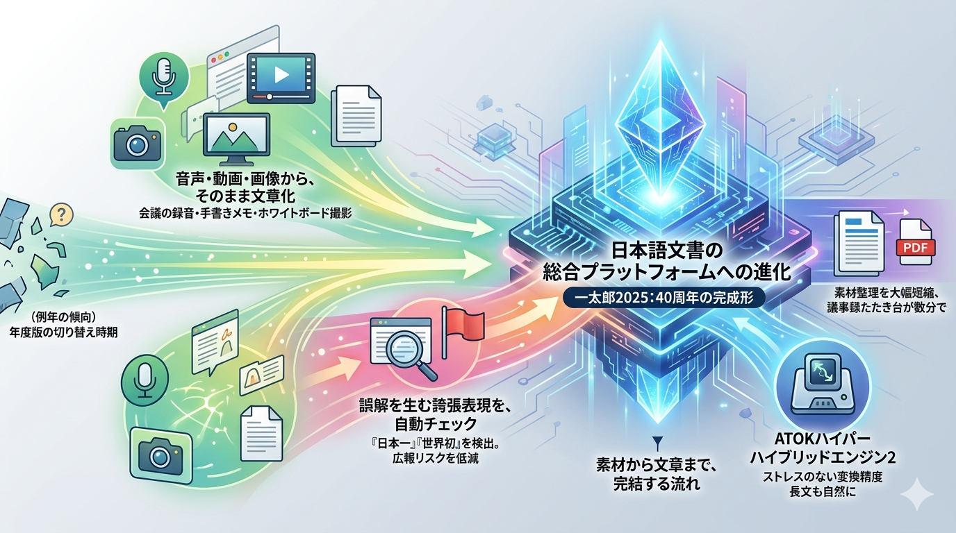 【一太郎2025】40周年で到達した日本語文書ソフトの完成形──音声・動画・画像の文字起こしが標準装備に