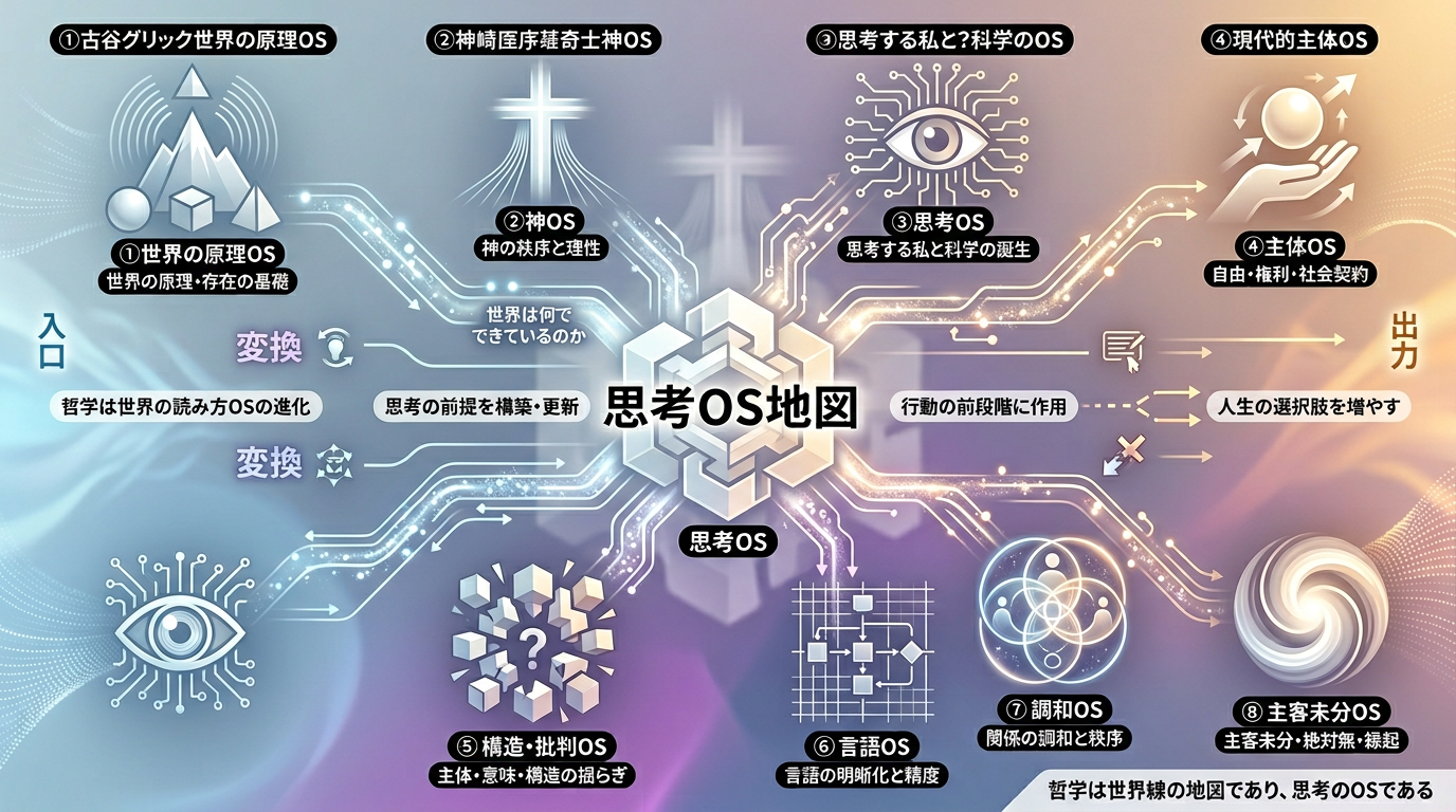 【哲学用語図鑑｜10本まとめ】2500年の哲学は“世界線の地図”である──思考OSの進化を一望する
