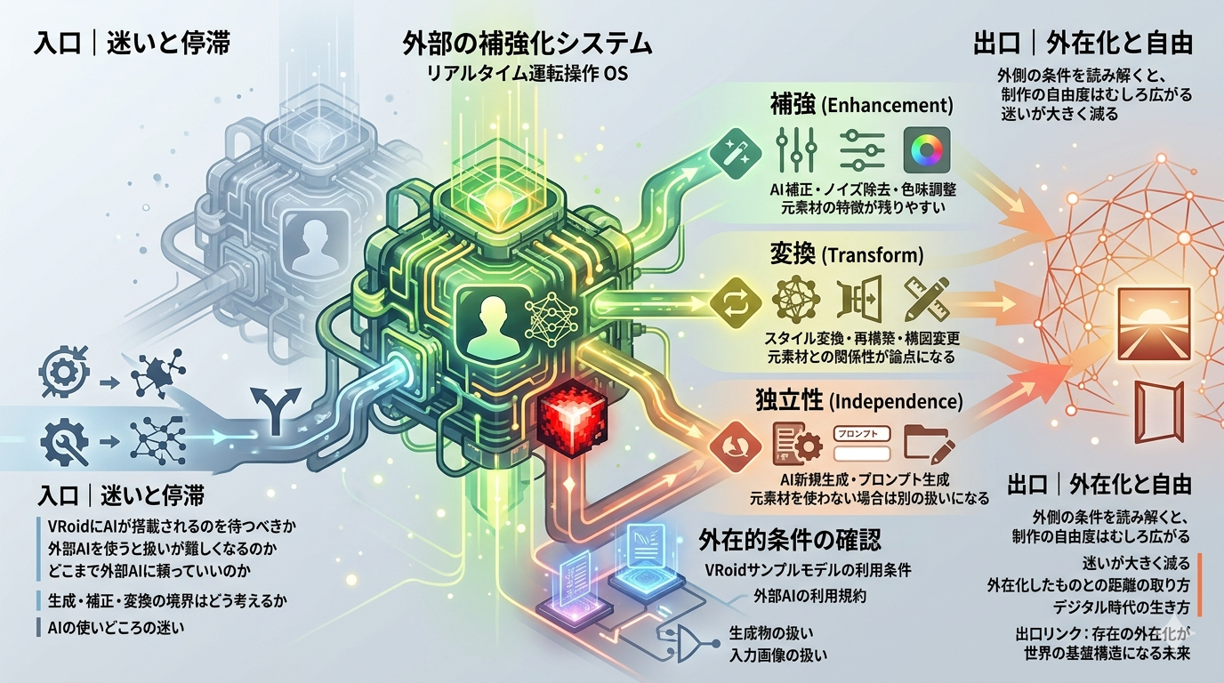 【外部 AI 連携 OS】VRoid Studio 本体の AI 実装を待つより、現時点は“外部 AI で補強しつつ規約内で使う”方が現実的に運用しやすい