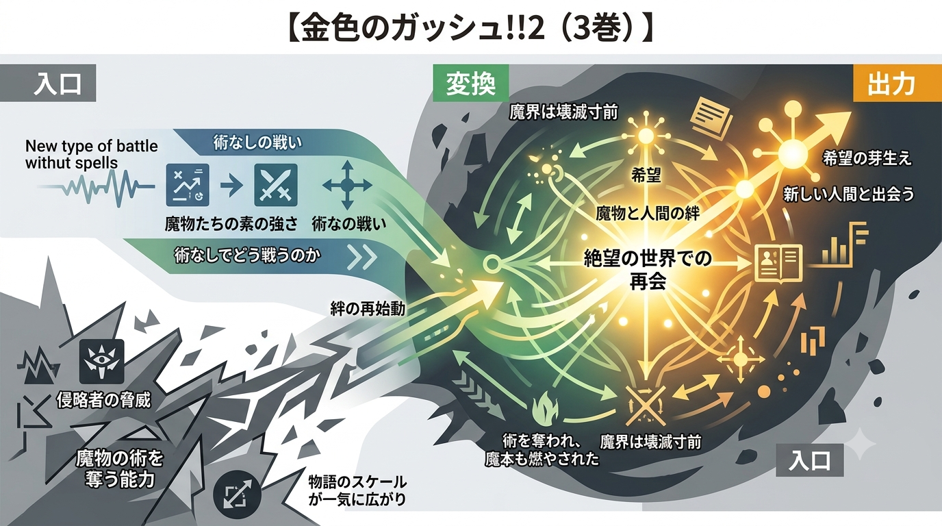 【金色のガッシュ!!2（3巻）】“絶望の世界で再び出会う”──魔物と人間の絆が動き出す巻