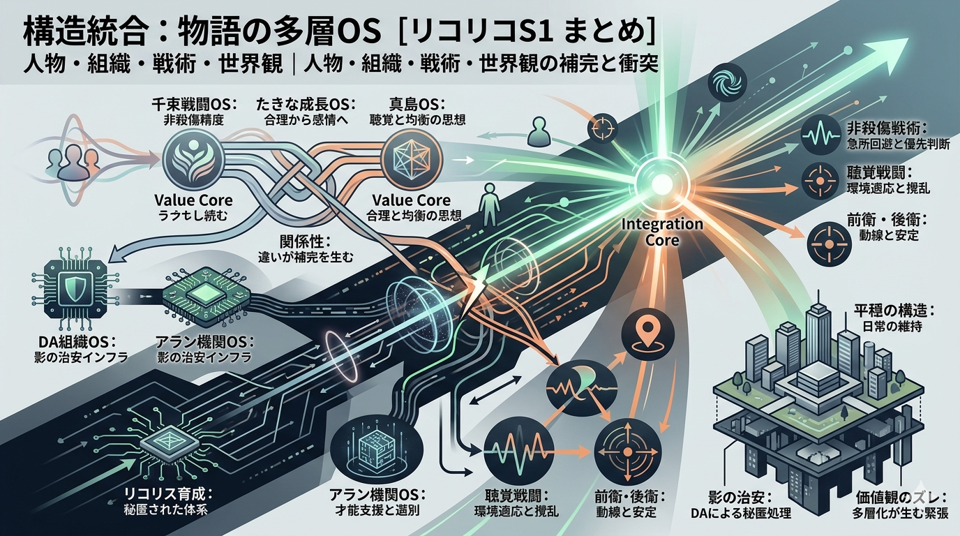 🔥【リコリコS1】10本まとめOS：人物・組織・戦術・世界観の多層構造