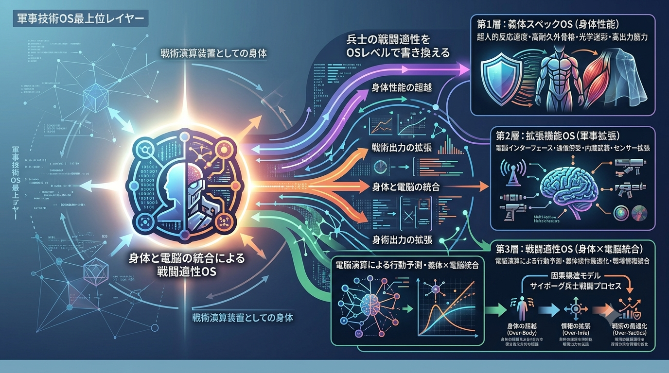 1081【攻殻機動隊】サイボーグ技術の軍事利用OS：義体スペック・拡張機能・戦闘適性を技術OSとして体系化する