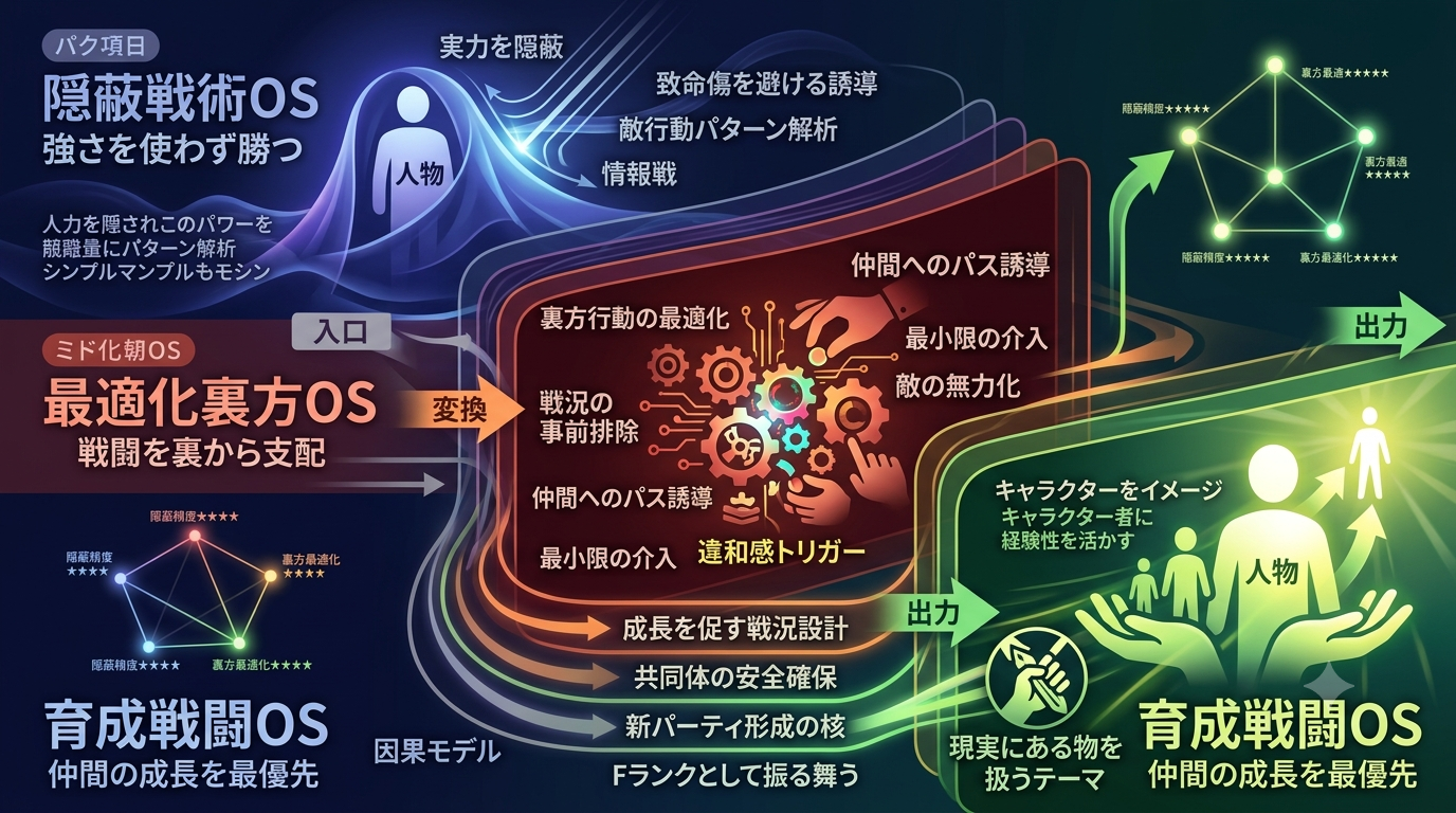 1111W【ここ俺】Fランク冒険者ロックの戦闘哲学：規格外の実力を隠す戦術思想を“戦闘OS”として解析する
