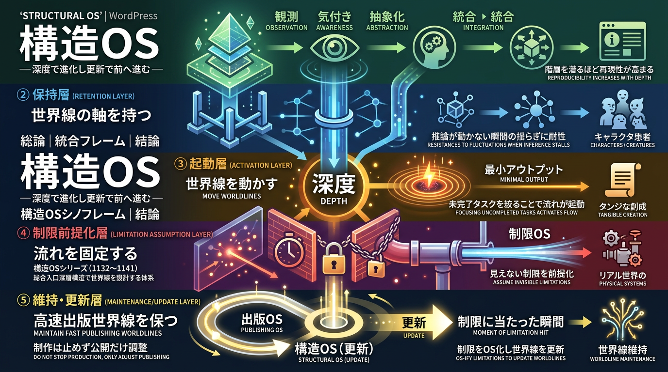 📘 構造OSまとめ（1132〜1141）──構造は“深度”で進化し、世界線は“更新”で前へ進む──