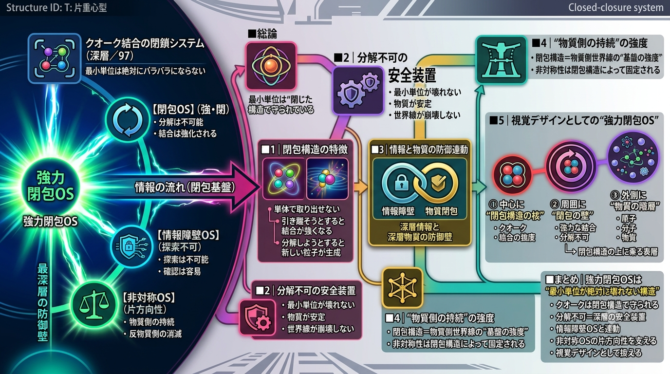 1685｜【強力閉包OS】最小単位が絶対にバラバラにならないクオーク結合の閉鎖システム（深層／97）