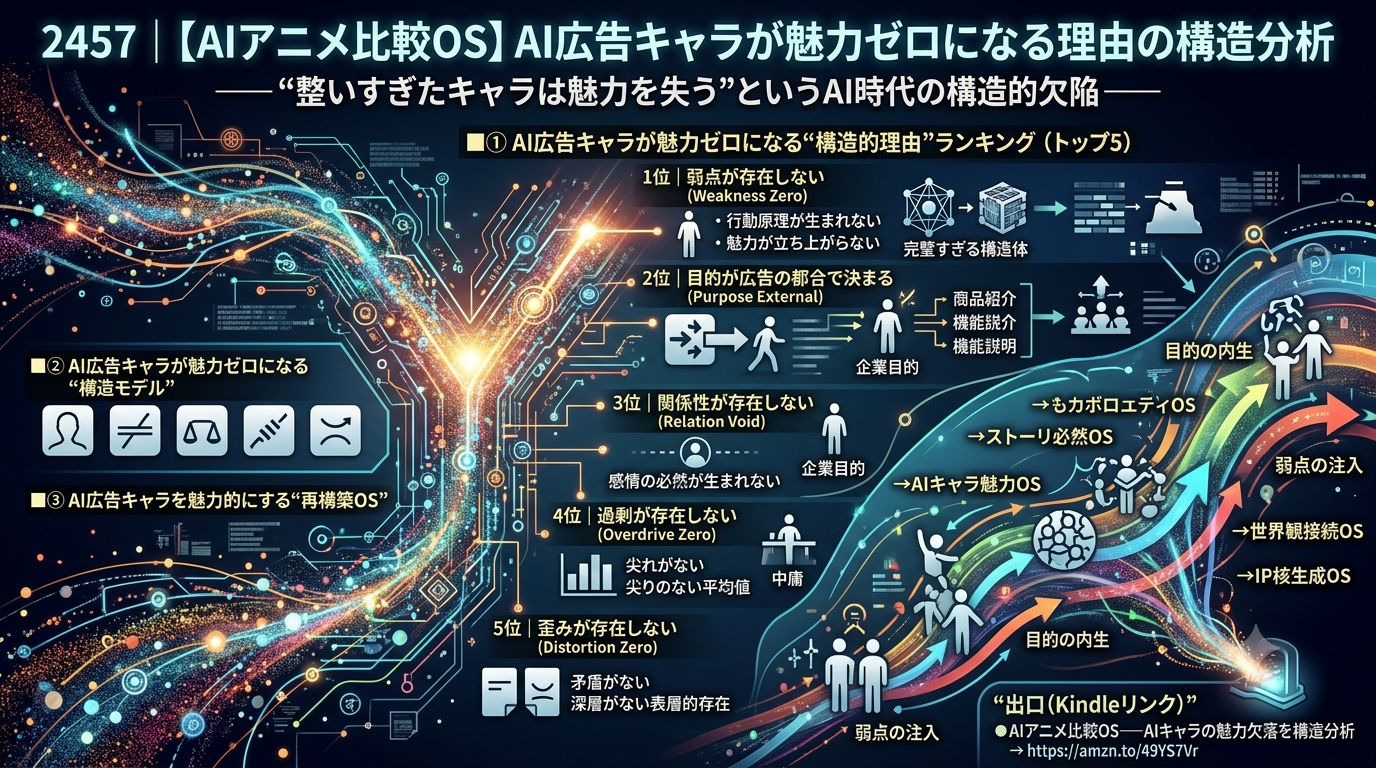2457｜【AIアニメ比較OS】AI広告キャラが魅力ゼロになる理由の構造分析──“整いすぎたキャラは魅力を失う”というAI時代の構造的欠陥──