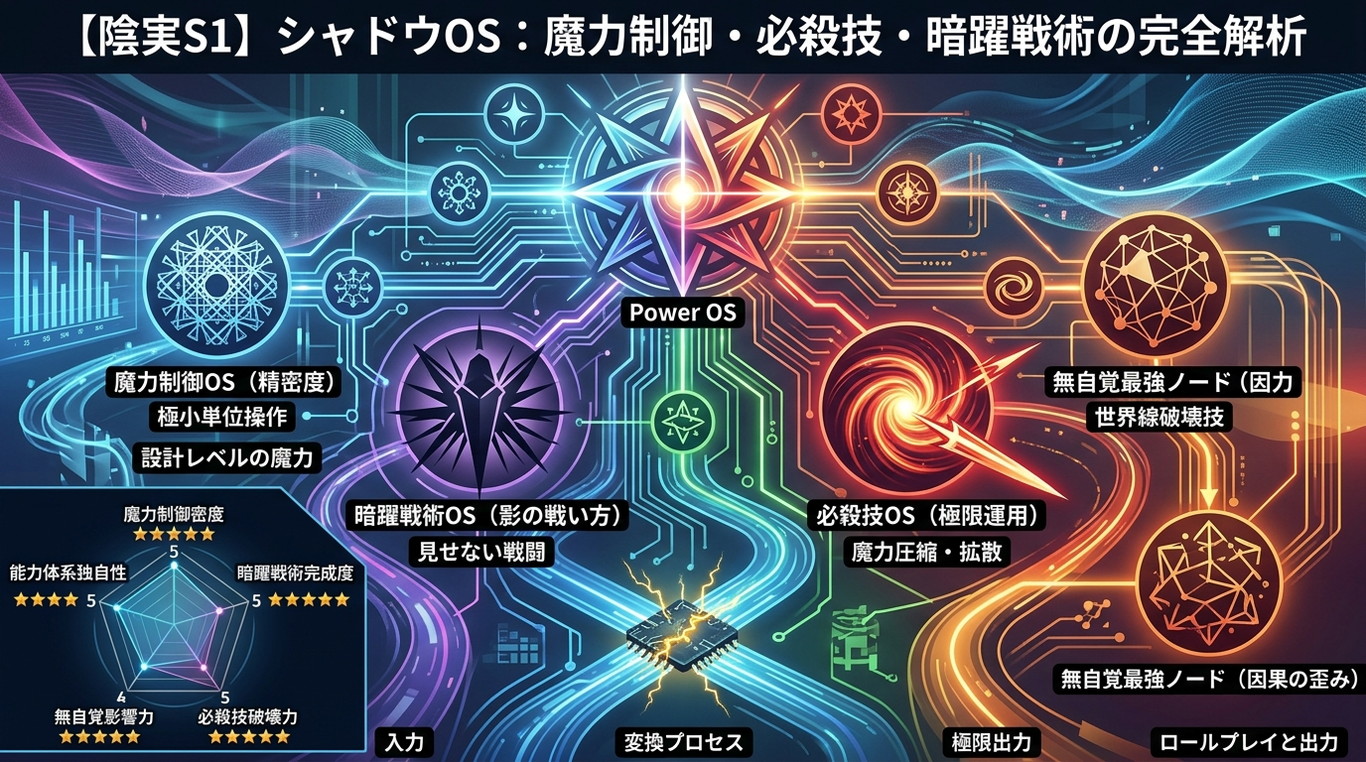 1016W｜【陰実S1】シャドウOS：魔力制御・必殺技・暗躍戦術の完全解析（構造ID：AB｜能力値OS）