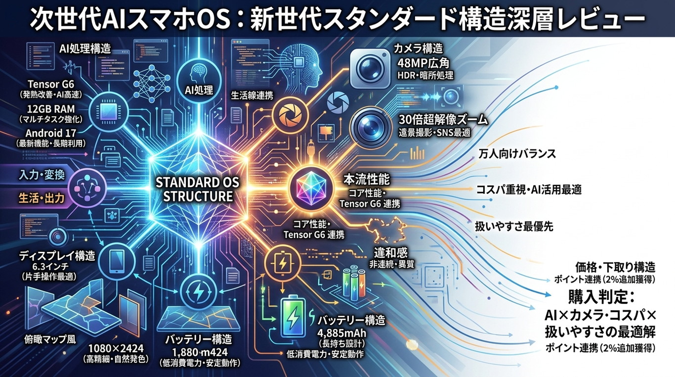 1173W｜【次世代AIスマホOS】Google Pixel 11｜Tensor G6 × 48MP広角 × 30倍超解像ズーム × 6.3インチの“新世代スタンダード構造”（深層レビュー）