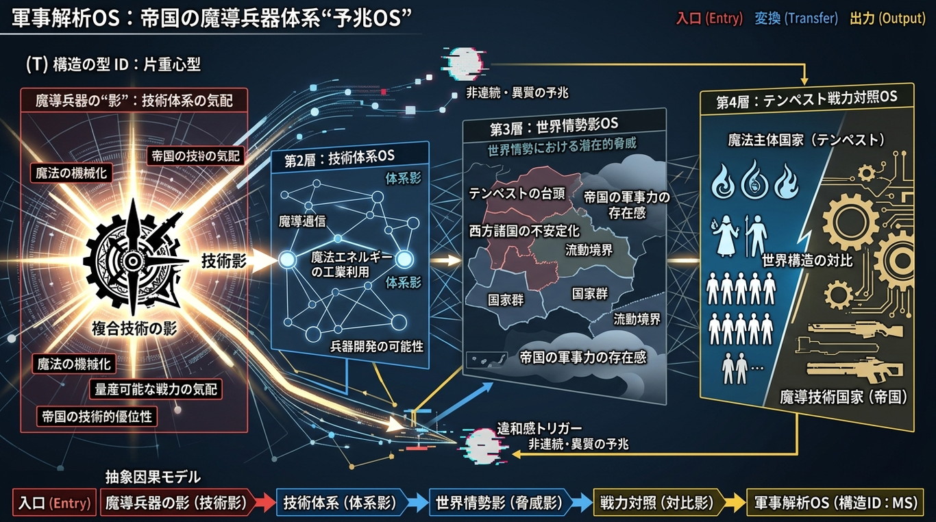 1207W｜【転スラ】帝国の魔導兵器体系“予兆OS”：第4期で示唆される技術影とテンペスト戦力の対照構造（構造ID：MS｜軍事解析OS）