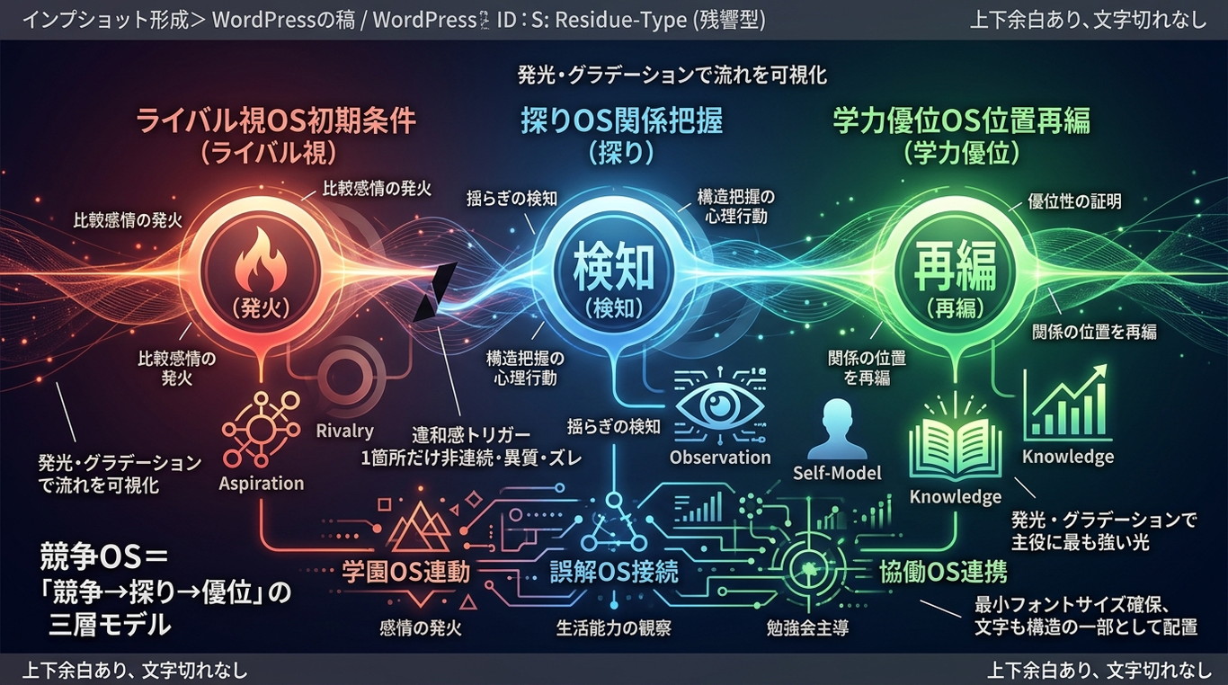 1299W｜【才女のお世話】天王寺美麗の“競争OS”：ライバル視・探り・学力優位の三層心理モデル（構造ID：SAIJO-RIVAL）