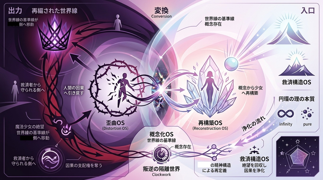1317W｜【叛逆の物語】まどか“概念化OS”：円環の理の本質と“救済の構造”がほむらの世界でどのように歪むか（構造ID：MADOKA-REBELLION-MADOKA）