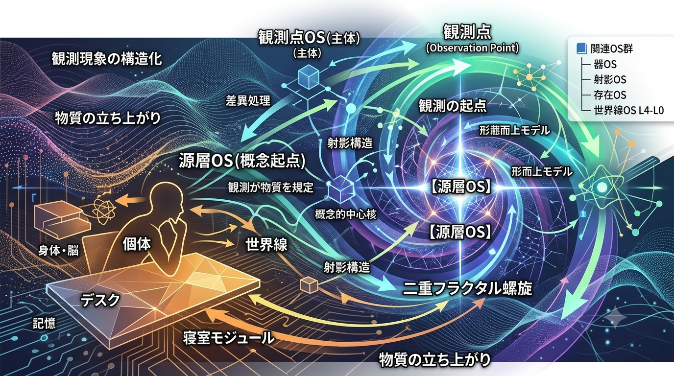 2109｜【源層OS】“みなもとの観測点”を物質とは別の視点として捉えるための形而上モデル（概念構造としての深層OS）
