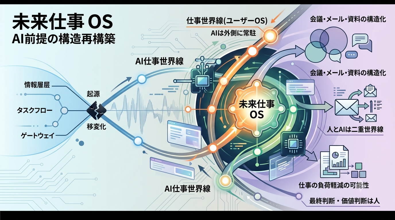 3106｜【未来仕事 OS】会議・メール・資料作成はどこまでAIに任せられるのか──仕事の流れがAI前提で再構築される未来構造