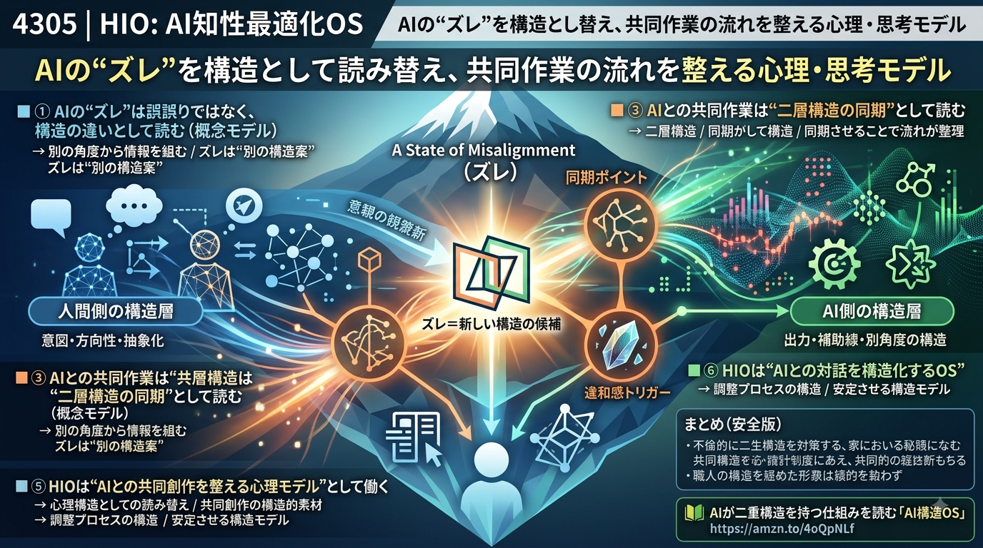 4305｜HIO：AI知性最適化OS AIの“ズレ”を構造として読み替え、共同作業の流れを整える心理・思考モデル