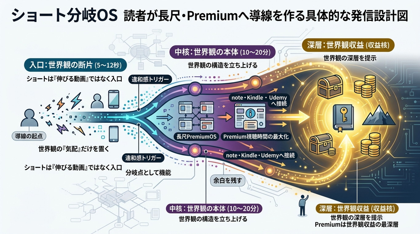 4417｜【ショート分岐OS】ショートの価値が“入口”に変わる時代──読者が長尺・Premiumへ導線を作る具体的な発信設計図（入口）
