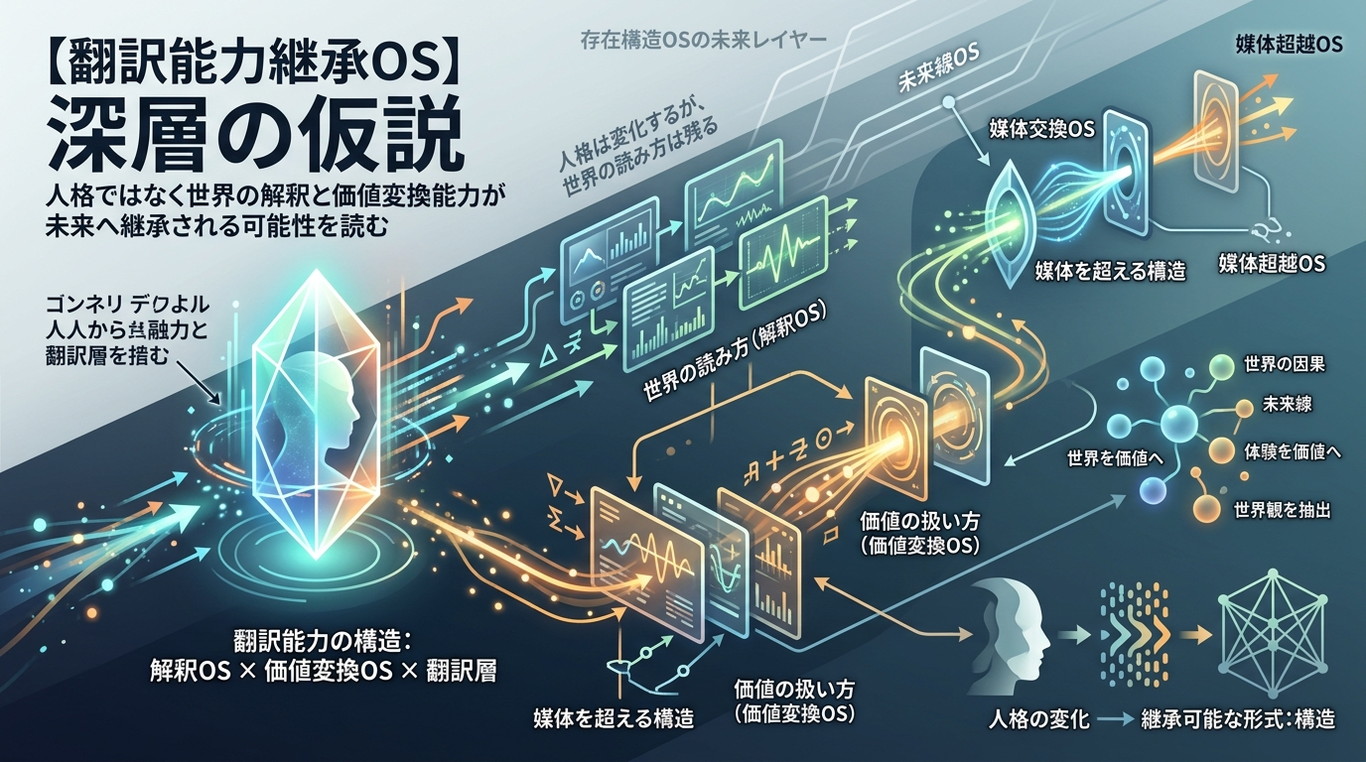 4676｜【翻訳能力継承OS】人格ではなく“世界の解釈と価値変換能力”が未来へ継承される可能性を読む（深層）