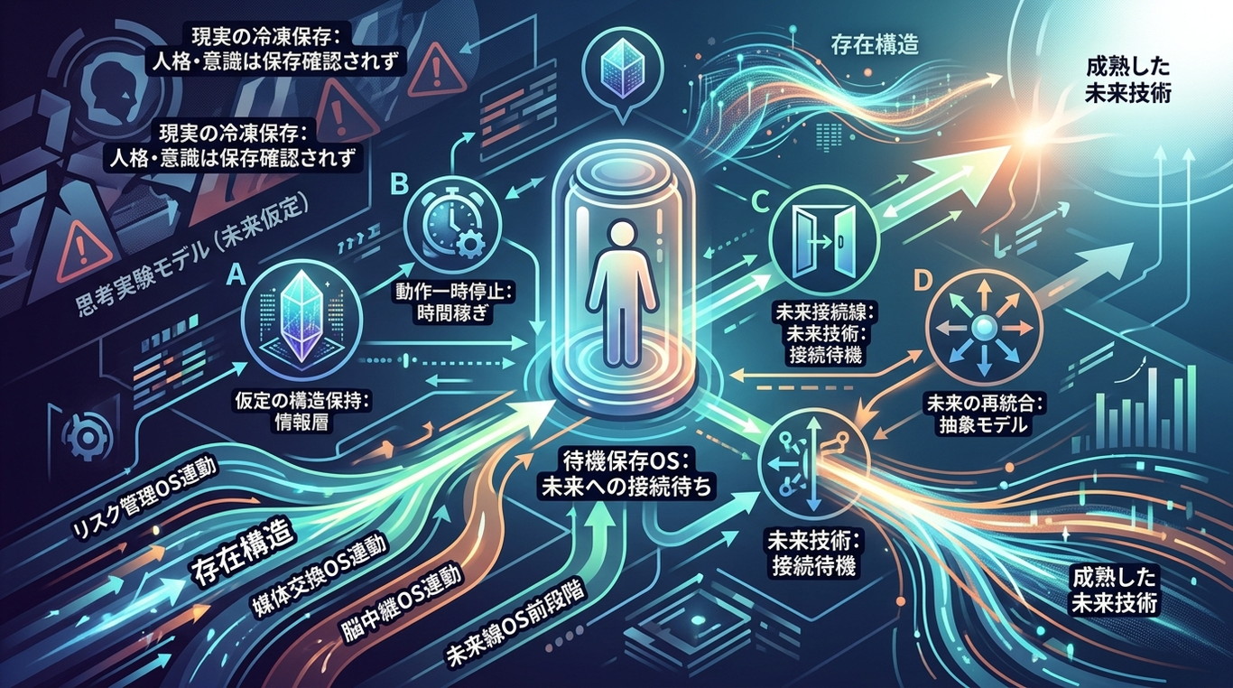 4683｜【待機保存OS】冷凍保存の本質を“復活”ではなく、未来技術成熟までの待機モードとして読む抽象モデル（深層）