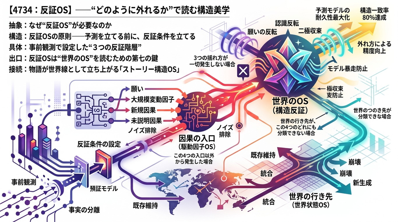 【4734：反証OS】『劇場版 魔法少女まどか☆マギカ〈ワルプルギスの廻天〉』を“どのように外れるか”で読む──因果律ベースで先に反証を設計し、耐久性のある予測モデルを作る構造美学