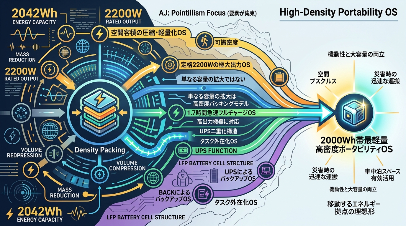 1147W｜【クラス最軽量2000Wh】Jackery 2000 Newはなぜ大容量と機動性を両立できたのか？2042Wh・2200Wが実現する高密度ポータビリティ