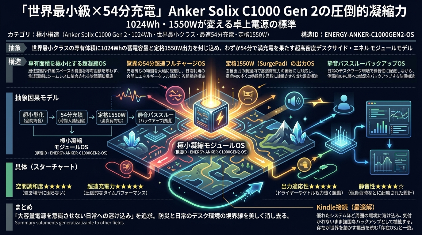 1150W｜【世界最小級×54分充電】Anker Solix C1000 Gen 2の圧倒的凝縮力とは？1024Wh・1550Wが変える卓上電源の標準