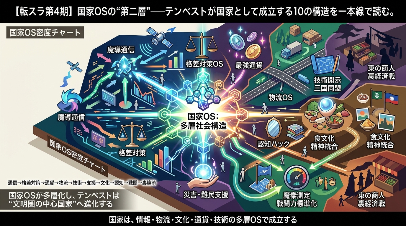 1336W〜1345W｜転スラ第4期 “国家OS：通信・格差・通貨・物流・技術・支援・文化・認知・戦闘・裏経済” の10本を一本線で読む（構造ID：TENSURA4-10SUMMARY-II）