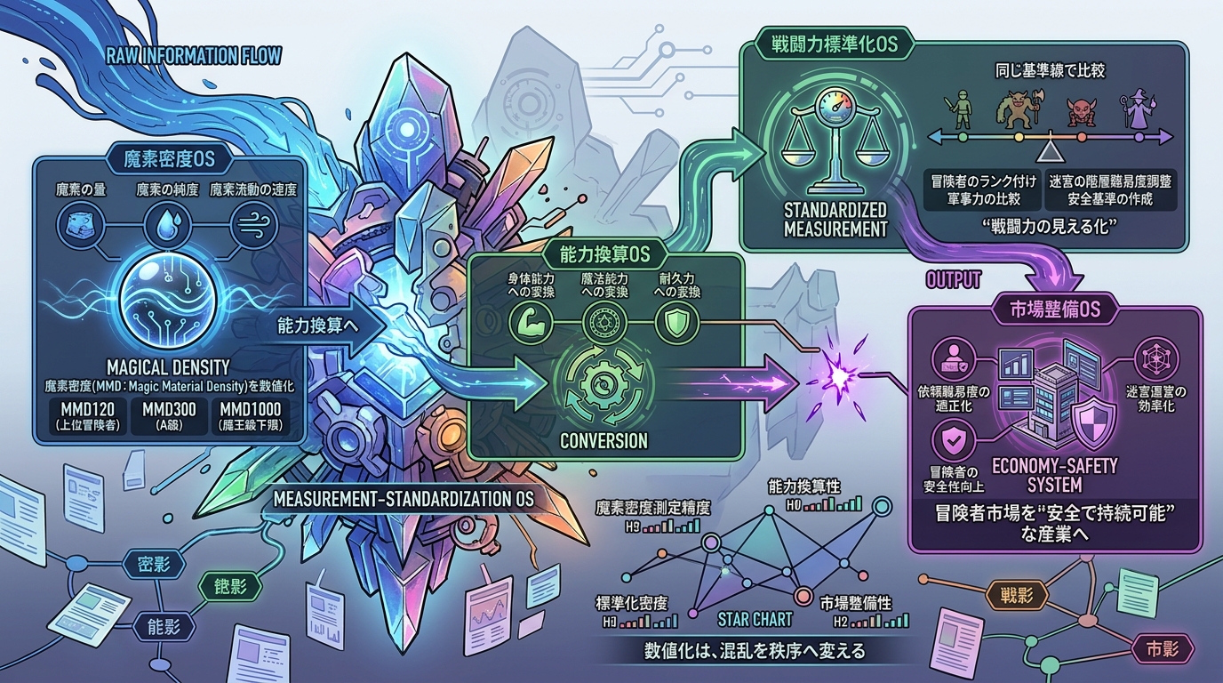 1344W｜【転スラ4期】魔素測定器（マジックメーター）は何を数値化する？冒険者の戦闘力を“標準化”する目的を解説（構造ID：TENSURA4-MAGIC-METER-STD）