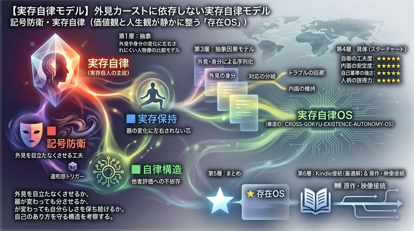 1843W｜【ふつつかな悪女×薬屋のひとりごと】そばかすで美を隠す記号防衛vs入れ替わりで器を失っても揺るがぬ魂──外見カーストに依存しない実存自律モデル
