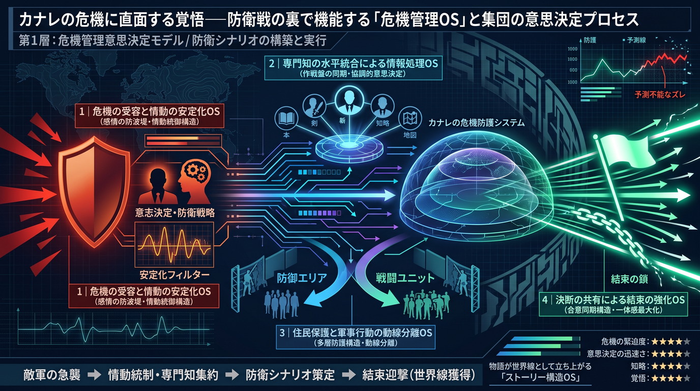 1863W｜【転生貴族、鑑定スキルで成り上がる】カナレの危機に直面する覚悟──防衛戦の裏で機能する「危機管理OS」と集団の意思決定プロセス。