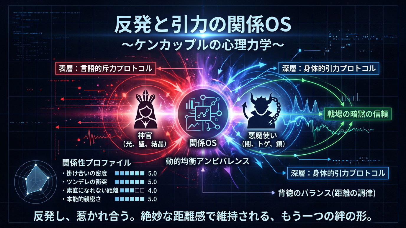 2021W｜【ダークサモナー】反発しあいながらも惹かれ合うケンカップルの心理力学──素直になれない2人が生み出す絶妙な距離感と「関係OS」の背徳バランス。
