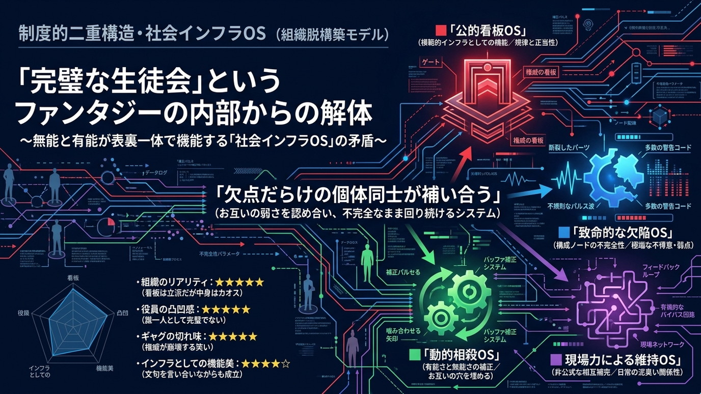 2370W｜【生徒会にも穴はある！】「完璧な生徒会」というファンタジーの内部からの解体──無能と有能が表裏一体で機能する「社会インフラOS」の矛盾。