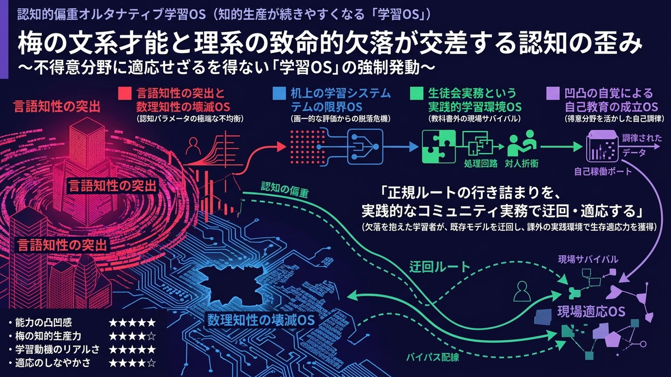 2374W｜【生徒会にも穴はある！】梅の文系才能と理系の致命的欠落が交差する認知の歪み──不得意分野に適応せざるを得ない「学習OS」の強制発動。